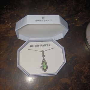 Olive Green Moissanite/Rhodium Plating